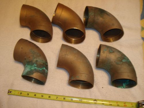 New- lot of 6   3 inch sweat - cast brass  dwv 90 elbows for sale