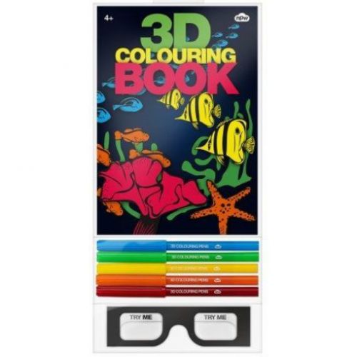NEW 3D Coloring Book with Coloring Pens 3D Glasses Cromadepth Lenses Illusion