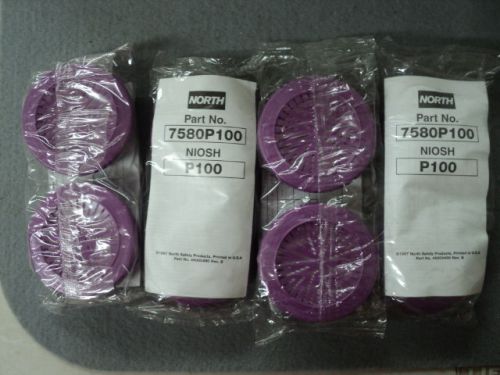 4 Pairs NORTH P100 Respirator Replacement Filters 7580P100 NEW 8 Filters Total
