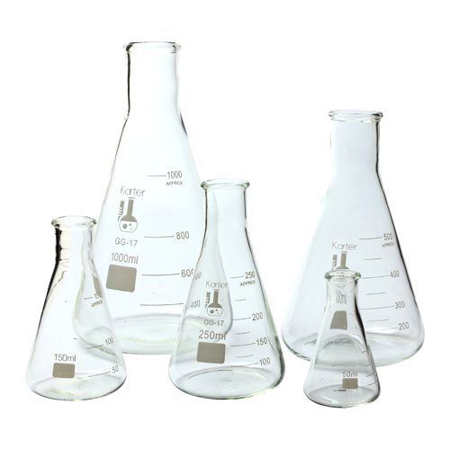 213B2 Karter Scientific Glass Erlenmeyer Flask 5 Piece Set 50 150 250 500 New