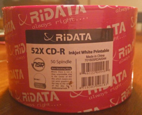 250  RIDATA 52C CD-R WHITE INKJET HUB PRINTABLE CDR BLANK MEDIA DISCS