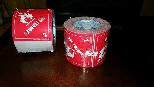Flammable Gas 2 Labels  ULine 2 rolls of 500  DOT   Stickers  Read
