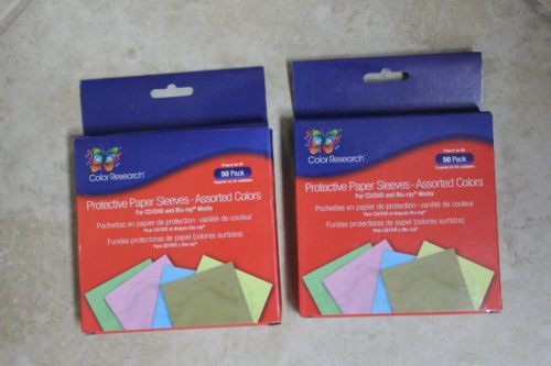 2 Pks Color Research Protective Paper Sleeves 100 Pack Assorted Color for CD DVD