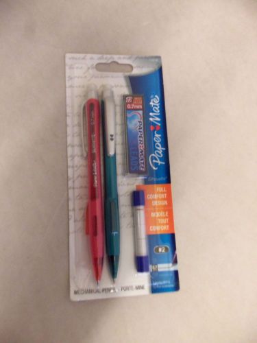 PAPER MATE SILHOUETTE MECHANICAL PENCILS 2 PACK NEW 1759798 EXTRA LEAD &amp; ERASERS