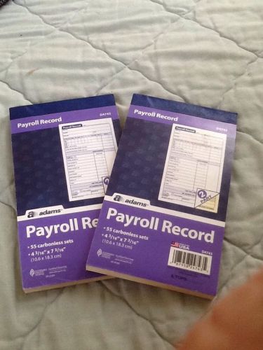 Adams Employee Payroll Record Book, 4.19 x 7.19 Inches, White and Canary,lot 2