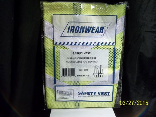 Ironwear Safety Vest Lime Breakaway Style 7015L - Jogging Walking Bike