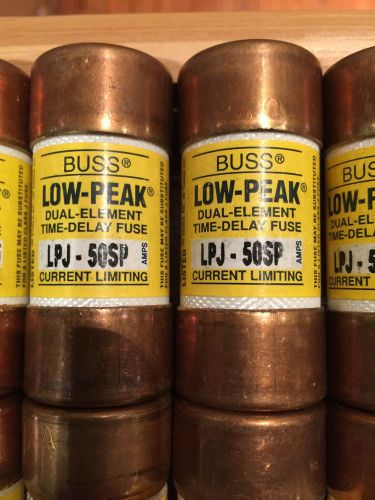 LOT OF 8 (EIGHT) BUSS LPJ-50SP Class J TIME-DELAY FUSES, 600VAC, 50A *NEW*