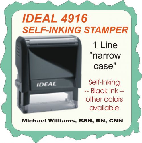 1 Custom Line on narrow case, Custom Made Self Inking Rubber Stamp 4916 black