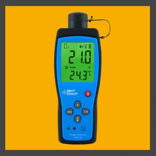 Handheld Oxygen O2 Detector Meter Monitor Range 0-25% Sound Light Alarm AR8100