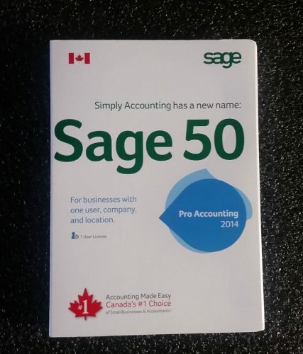 New, Sealed, Simply Accounting Sage 50 Pro Accounting 2014