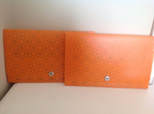 2 TWO plastic orange file folder holders – snap closed – FREE shipping