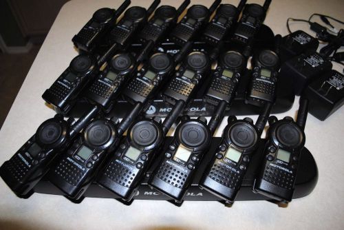 18 MOTOROLA CLS1110 2 WAY RADIOS WITH 3 GANG CHARGERS