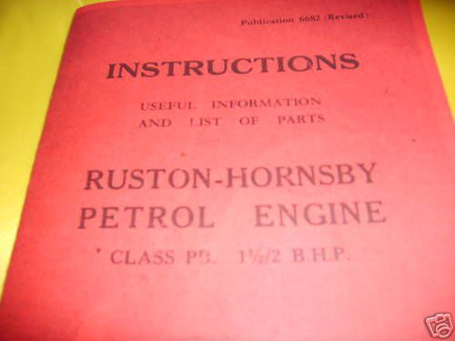 Ruston and Hornsby PB Instruction manual