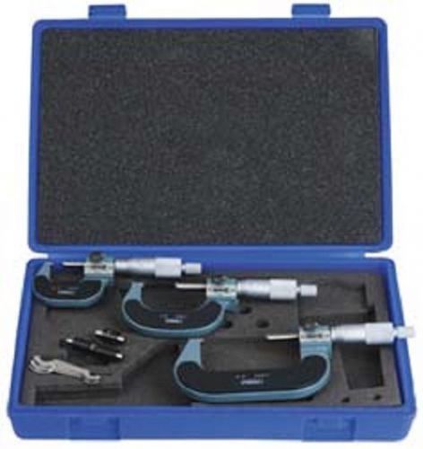 Fowler - 0 to 3 Inch Range, 0.0001 In., 3 PC. Mechanical Outside MICROMETER SET