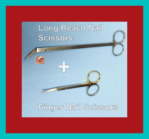 Long Toe Nail Scissor 16 + Finger Nail Scissors 4.5&#034;Gold Ring Pedicure Manicure