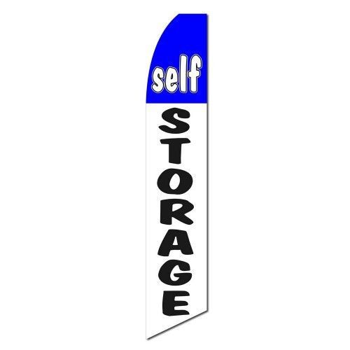 Self Storage Sign Swooper flag 15ft Feather Super white/ blue Banner made in USA
