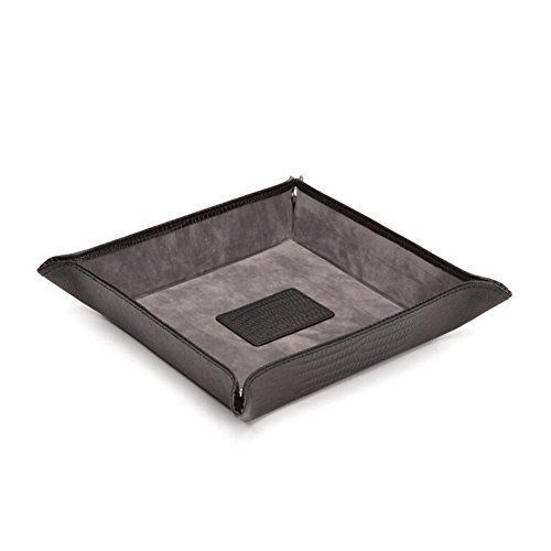 Wolf Blake Teju Lizard Effect Black Leather Snap Coin Tray