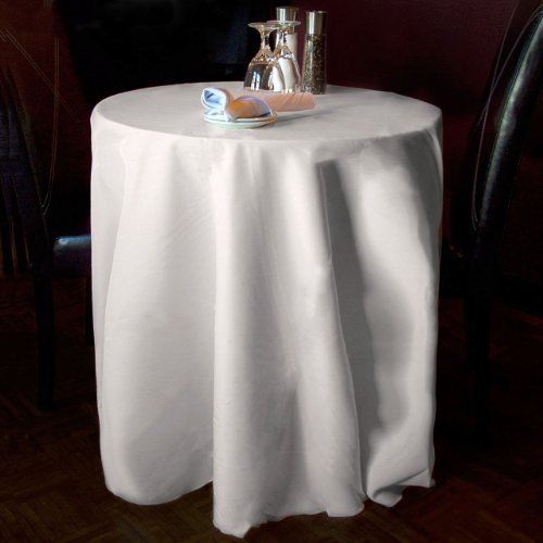Pack of 10 120&#034; White Round Tablecloths Seamless 100% Heavy Woven Polyester