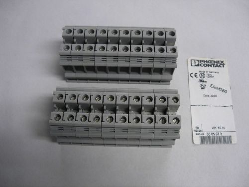 (1) lot - 20 pieces - Phoenix UK 10N Terminal Blocks