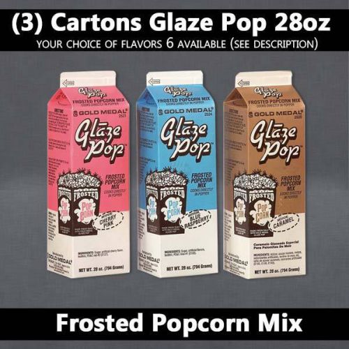 (3) Cartons Glaze Pop 28oz |  Gold Medal Glazepop Frosted Pop Corn Mix