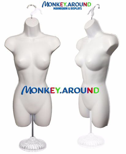 Female mannequin white dress body form +1 hanger 1 stand,display women clothing for sale