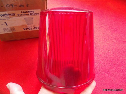 Appleton Electric REPLACEMENT GLOBE/RED WARNING LENS/ 5 1/4&#034; WIDE X 6&#034; TALL NOS