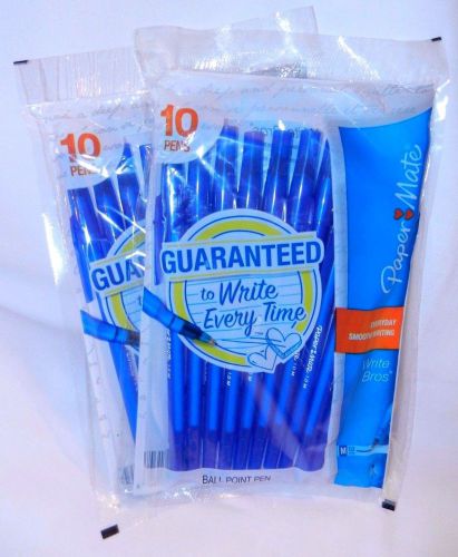 Paper Mate Blue Ballpoint Pens 10pk Medium New Sealed Pack x2 20 Pens Total