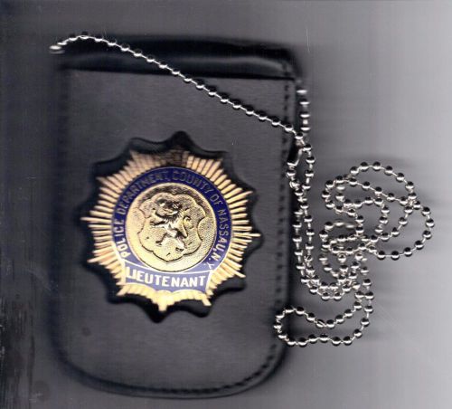 Nassau county (new york) police lieutenant style badge cutout &amp; id neck hanger for sale