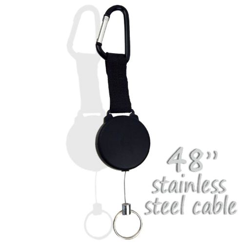 RamPro Heavy-Duty Retractable Key Chain Reel 48&#034; Stainless Cable - Great for ID