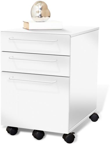 Contemporary Three-Drawer Mobile File Cabinet Pedestal Office Supplies White