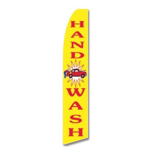 Hand Car Wash red Yellow 11.5&#039; TALL BOW BUSINESS SWOOPER FLAG BANNER made in USA