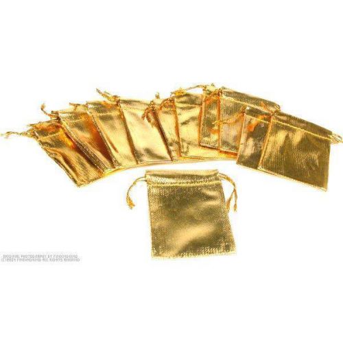 Drawstring Pouches Metallic Gold Color 2&#034; 12Pcs