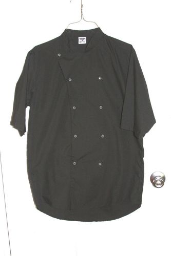 Fashion Seal Black Chef Coat Uniform Shirt Small Cotton Blend Short Sleeve