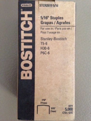Stanley Bostitch 5/6&#034; Staples Box Of 5000 T5-6 H30-6 P6C-6, 7/16&#034; X 5/6&#034;(11x7mm)