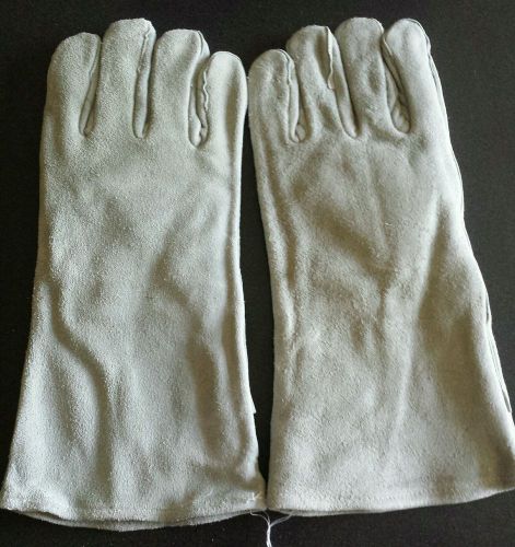 Leather Welding Gloves NEW One Size Fits All GREY 100% LEATHER  Unisex  14&#034; 1 pr