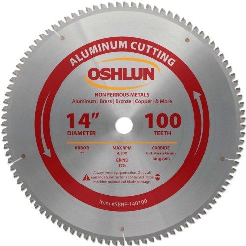 Oshlun sbnf-140100 14-inch 100 tooth tcg saw blade with 1-inch arbor for for sale