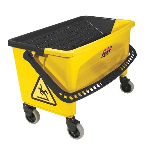 Rubbermaid q90088yel hygen 28 qt press wring bucket for microfiber mops (yellow) for sale