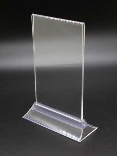 Fixture displays 5 x 7&#034; sign holder for tabletops,double-sided - clear 19025 for sale
