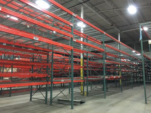 10 sections teardrop style pallet rack 120&#039; l x 16&#039;t x 60&#034; deep , clean racking for sale