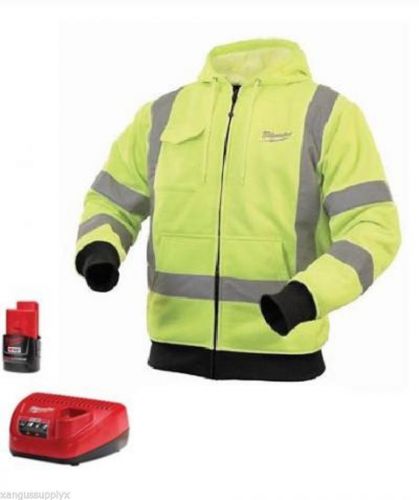 Milwaukee M12 HI VIS  Heated Hoodie Shirt 2379 with Battery and Charger
