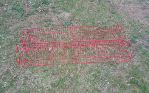 2 RED PLASTIC COATED SHELVES for WIRE DISPLAY 47&#034; x6&#034;  x7&#034;