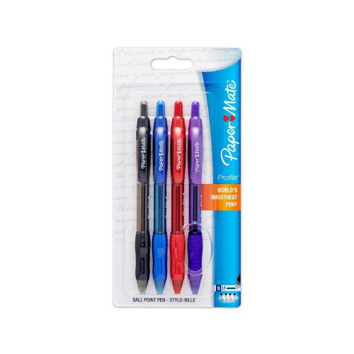Paper Mate Profile Retractable Ballpoint Pens 4 Colored Ink Pens(89473) 1