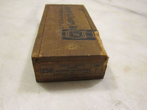 Vtg brown &amp; sharpe #250 inside micrometer caliper wooden box only! no calipers for sale