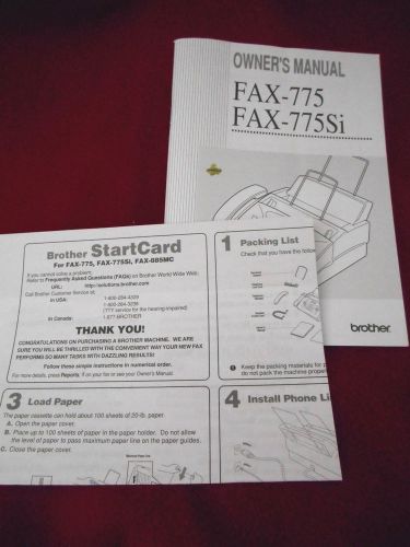 Brother Fax 775 775Si Fax Machine Owner&#039;s Manual w Easy Start Up Startcard