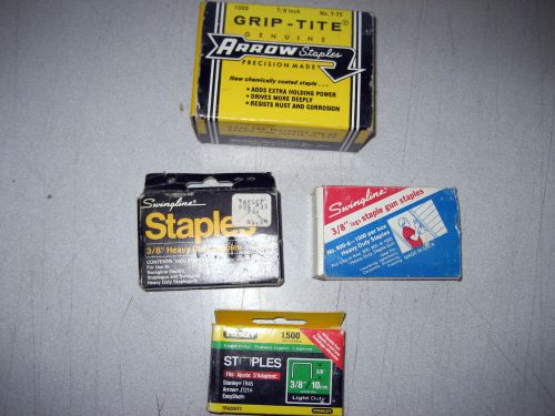 New 4-pak 7/8&#034; &amp; 3/8&#034; light duty staples, total of 2,400 staples -see list below for sale