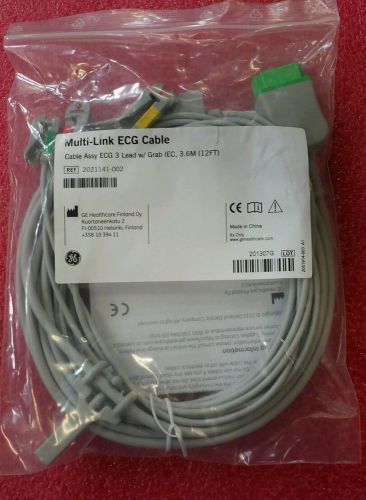 Ge multi-link ecg cable 2021141-002 3 lead w/ grad 3.6 m for sale