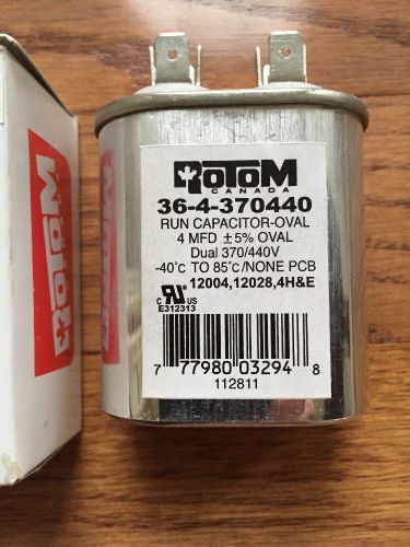 Rotom  motor run capacitor 4 mfd. dual 370 / 440 vac new in box nib for sale