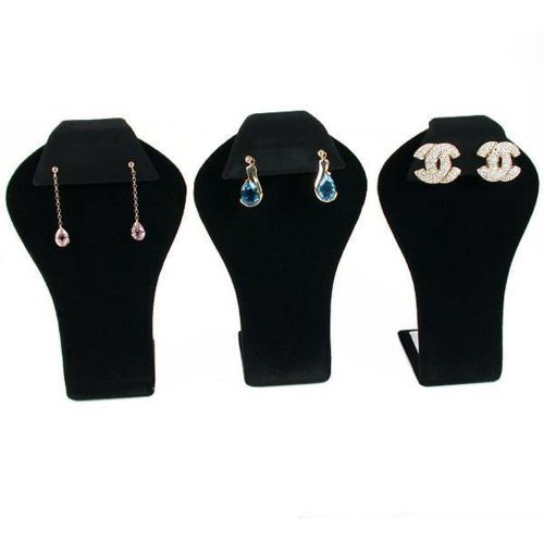 3 Pc Black Velvet Earring Display Jewelry Stand Set