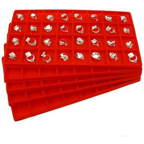 5 Red Jewelry Coin Display Travel Tray Inserts 32 Slot