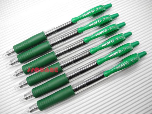 12 x pilot g-2 0.5mm extra fine retractable encre gel rollerball pens, green for sale